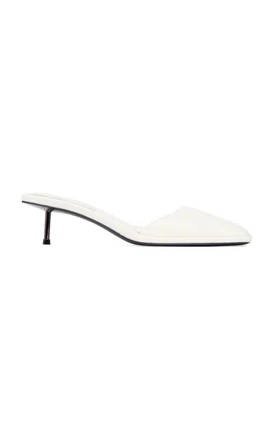 St Agni Soft Leather Square Toe Mules In White