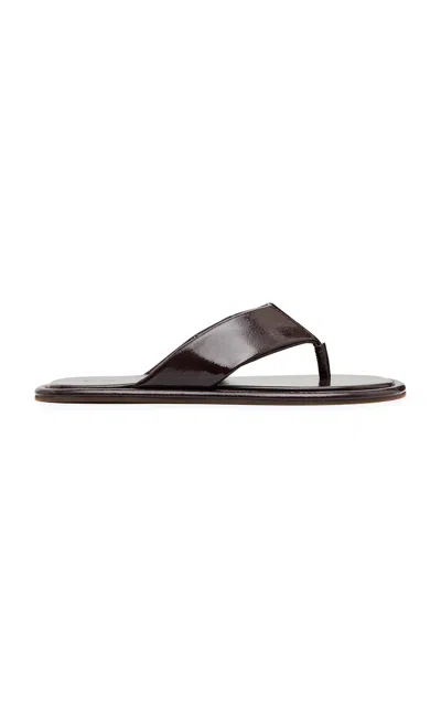 St Agni Soft Leather Thong Slides In Burgundy