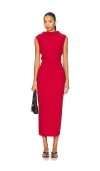 St Agni Soft Sculptural Mock Neck Dress In Rosso