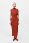 St Agni Soft Sculptural Dress In Red
