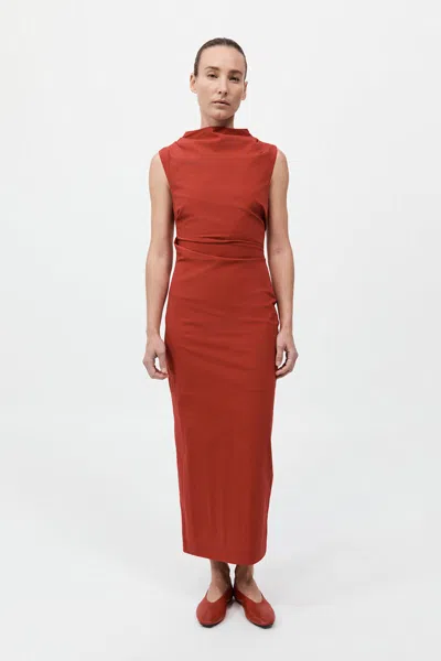 St Agni Soft Sculptural Dress In Rosso