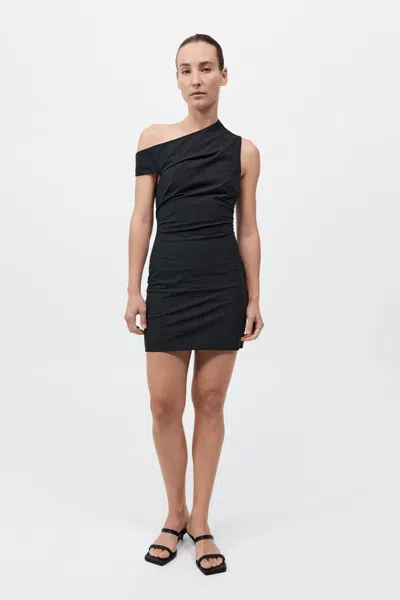 St Agni Soft Sculptural Mini Dress In Black