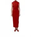 St Agni Soft Sculptural Mock Neck Dress In Rosso In Red