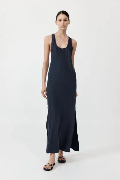 St Agni Soft Silk Bias Tank Dress In Inkwell