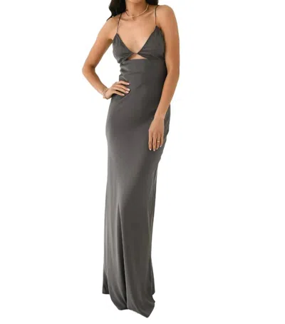 St Agni Soft Silk Bra Bias Slip Dress In Pewter Grey In Multi