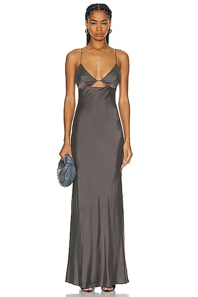 St Agni Soft Silk Bra Bias Slip Dress In Pewter Grey