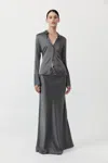 St Agni Soft Silk Maxi Skirt In Pewter Grey