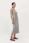 St Agni Soft Silk Rouleau Tie Dress In Silver