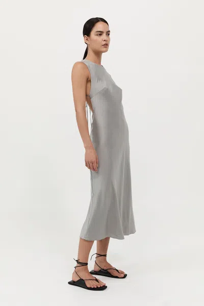 St Agni Soft Silk Rouleau Tie Dress In Silver