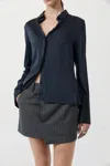 St Agni Soft Silk Shirt In Inkwell