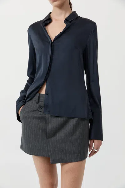 St Agni Soft Silk Shirt In Inkwell