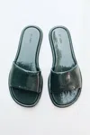 St Agni Soft Slipper In Patent Deep Green