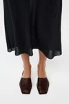 St Agni Soft Square Toe Flat In Chocolate