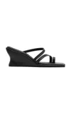 St Agni Soft Strap Leather Contour Wedges In Black