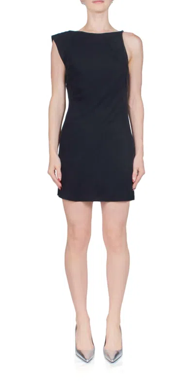 ST AGNI SOPHIA DRAPE MINI DRESS IN BLACK