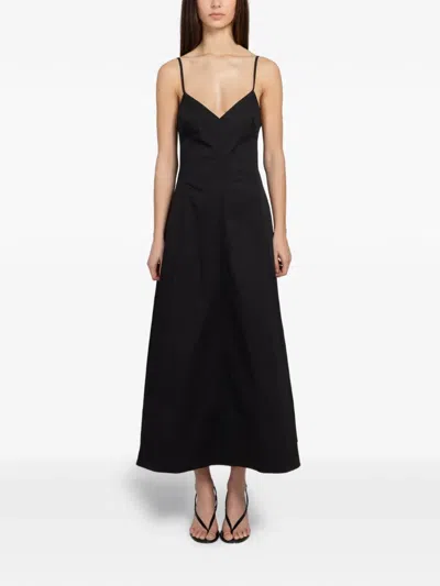 St Agni Spaghetti-strap V-neck Dress In Black