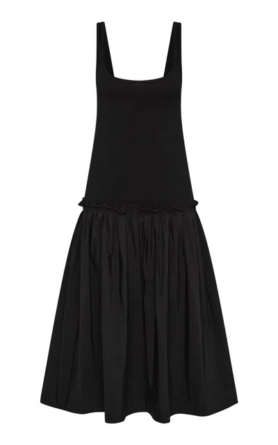 St Agni St. Agni Spliced Cotton-blend Everyday Midi Dress In Black