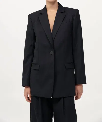 St Agni Split Back Blazer In Black Pinstripe