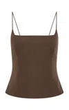 St Agni Square-neck Silk-canvas Cami Top In Brown