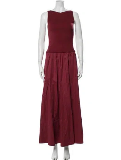 Pre-owned St Agni Square Neckline Long Dress In Red