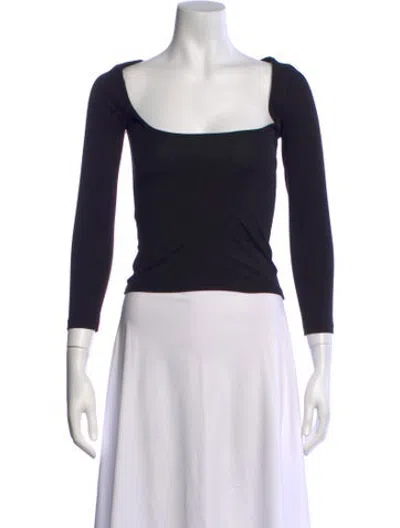 Pre-owned St Agni Square Neckline Long Sleeve Top In Black
