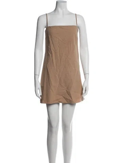 Pre-owned St Agni Square Neckline Mini Dress In Brown