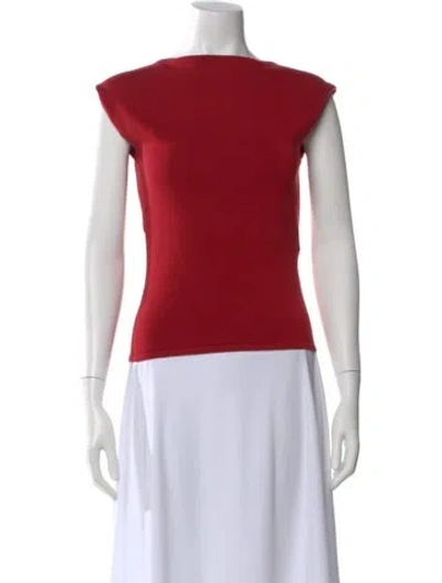Pre-owned St Agni Square Neckline Short Sleeve Top W/ Tags In Red