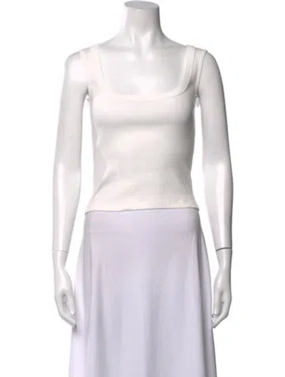 Pre-owned St Agni Square Neckline Sleeveless Top In White