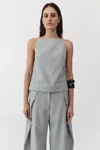 St Agni Tie-detailed Recycled Woven Top In Gray