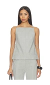 St Agni Tie-detailed Recycled Woven Top In Gray