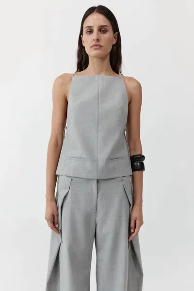 St Agni Square Side Tie Top In Concrete In Gray