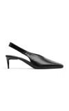 St Agni Square Toe Slingback Leather Pumps In Black