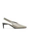St Agni Square Toe Slingback Leather Pumps In Grey