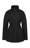 St Agni Stand Collar Paper Taffeta Parka In Black