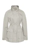 St Agni Stand Collar Paper Taffeta Parka In Silver