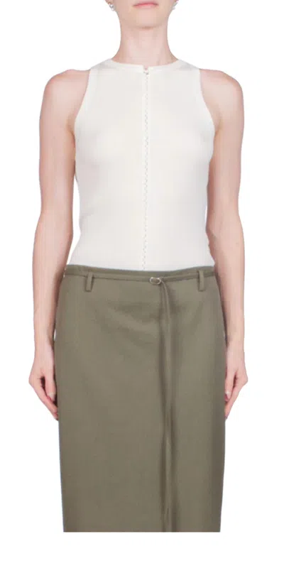 St Agni Stitch Detail Tank In Ivory In Multi