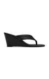 St Agni Stitch Detail Thong Wedge In Black