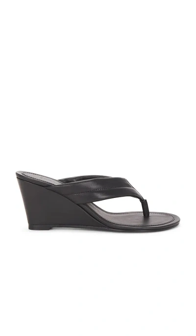 St Agni Stitch Detail Thong Wedges Black
