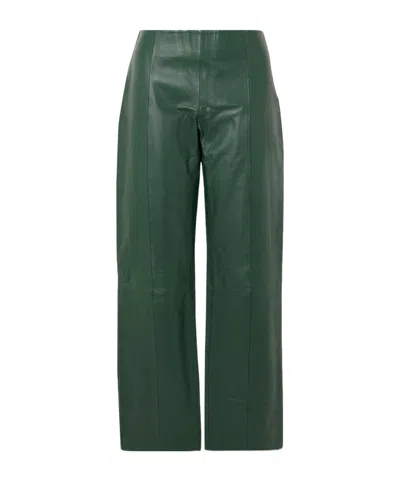 St Agni Straight-leg Low-rise Leather Pants In Green