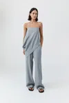 St Agni Strapless Asymm Drape Top In Gray