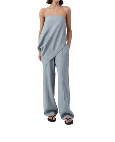 St Agni Strapless Asymmetric Drape Top In Mist In Gray