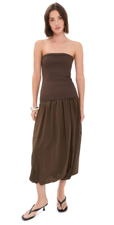 St Agni Strapless Balloon Hem Dress Cedar