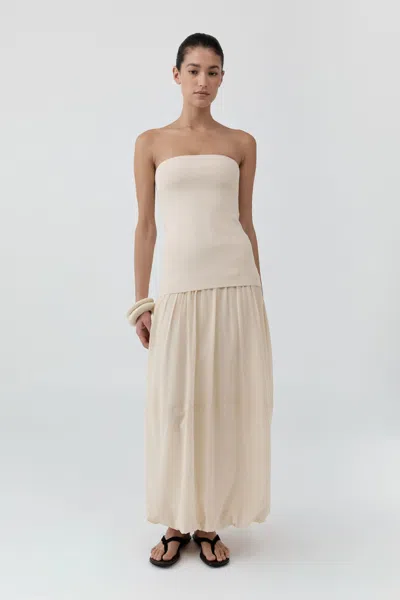 St Agni Strapless Balloon Hem Dress In White