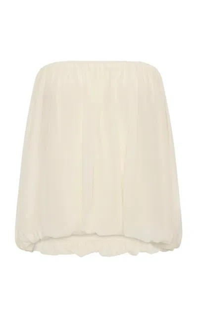 St Agni St. Agni Strapless Balloon Silk Top In Nude