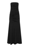 St Agni Strapless Cotton-blend Maxi Dress In Black