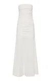 St Agni Strapless Cotton-blend Maxi Dress In White