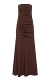 St Agni Strapless Cotton-blend Maxi Dress