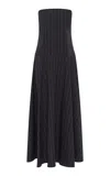 St Agni Strapless Cotton-blend Maxi Dress In Black