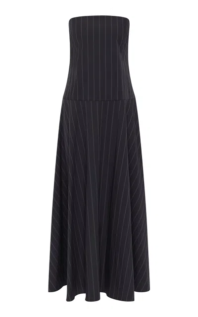 St Agni Strapless Cotton-blend Maxi Dress In Black