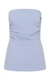 St Agni Strapless Cotton-blend Top In Blue